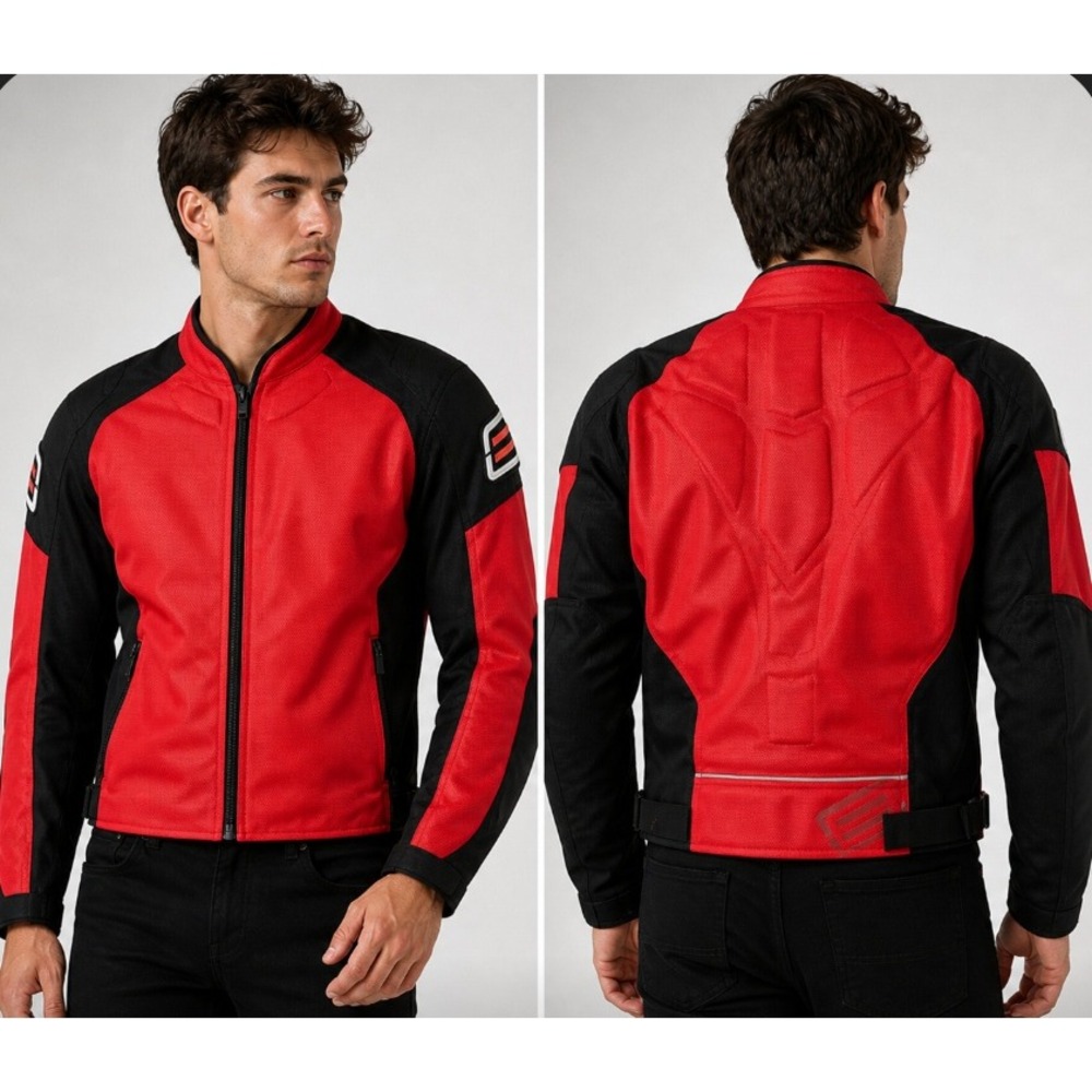 Shift Motorcycle Jacket Mens L Red ST Black Armored Padded Biker Coat Motorbike